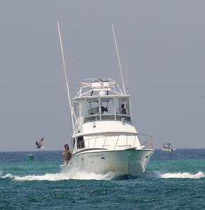 Click to enlarge image  - The Blue Runner II Coming in to harbor - June 30, 2011