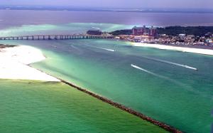 Click to enlarge image  - Destin Pass and the Harbor from above - June 1, 2010