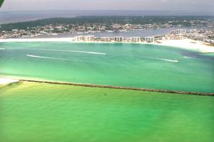 Click to enlarge image  - Destin Pass and the Harbor from above - June 1, 2010