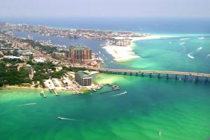 Click to enlarge image  - Destin Pass and the Harbor from above - June 1, 2010
