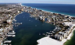 Click to enlarge image  - Destin Pass and the Harbor from above - January 21, 2011