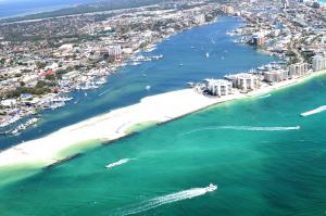 Click to enlarge image  - Destin Pass and the Harbor from above - March 15, 2011